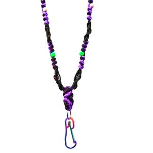 Purple Paracord and black skull lanyard